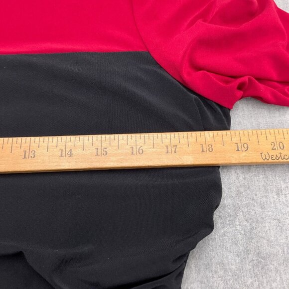 Chaps Dress Women Large Black Red‎ Colorblock Side Ruched Lagenlook Party NWT - Picture 6 of 12
